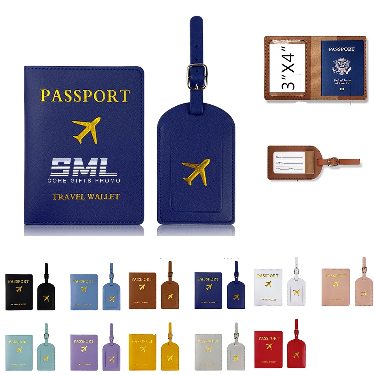 Travel PU Document Passport Storage Wallet with Baggage Tag 2