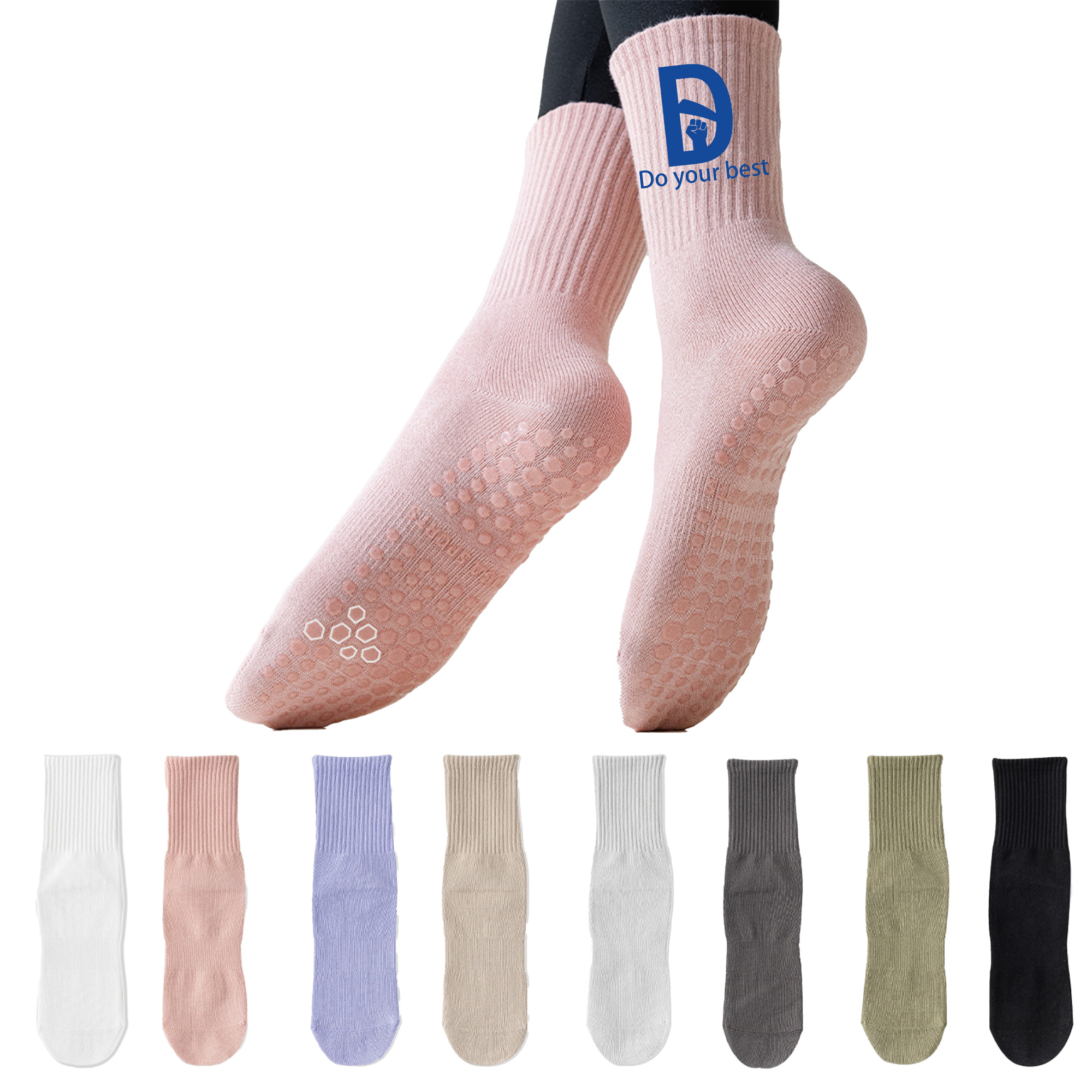 Home and Sports Pilates Sock with Non Slip Grippers 2