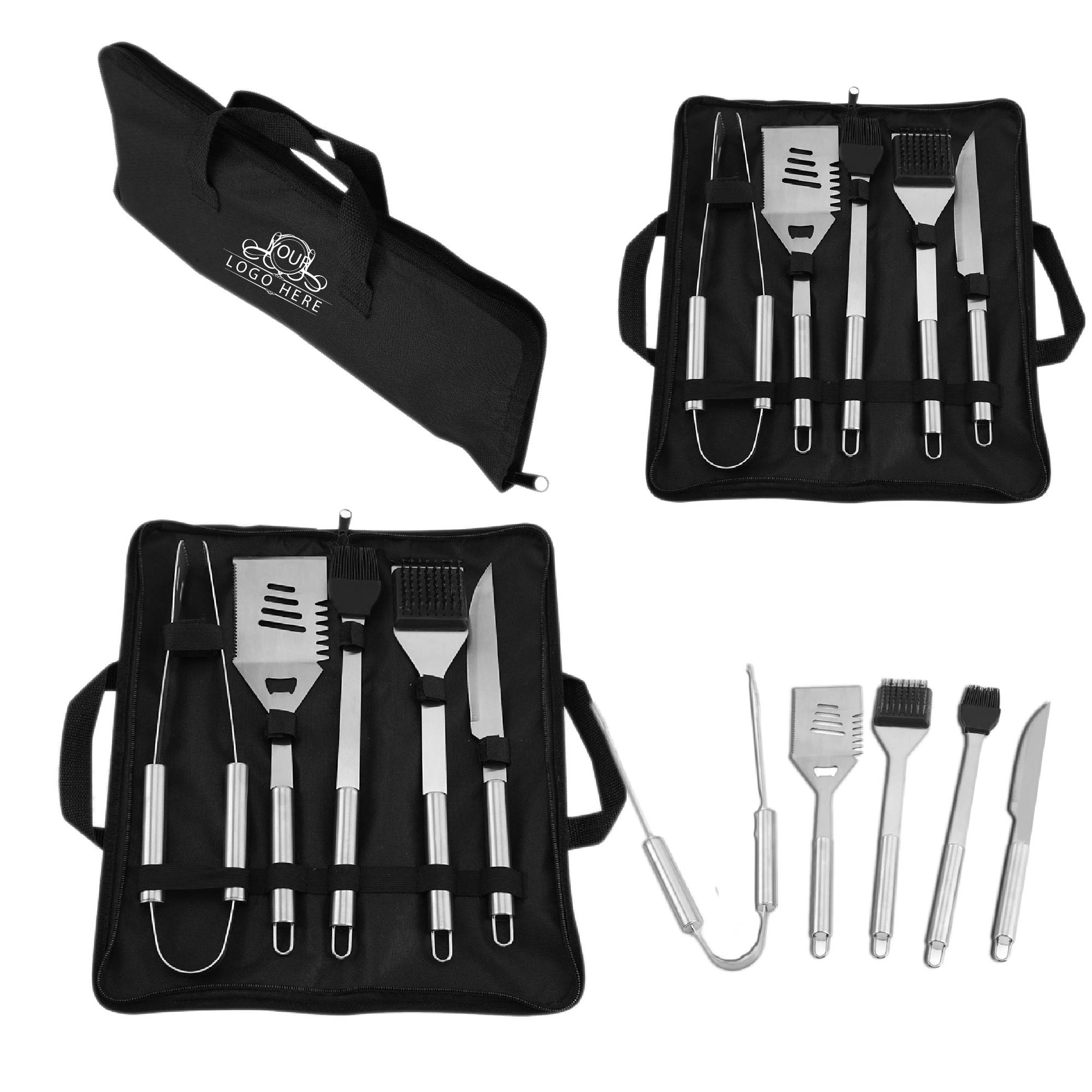 5 Piece BBQ Set with Stainless Steel Tools 1