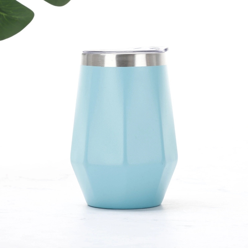 12 oz Diamond Shape Stainless Steel Stemless Wine Glasses 17