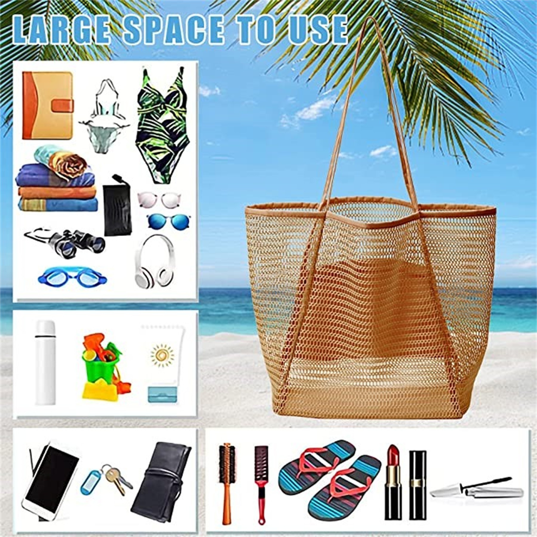 Mesh Beach Tote Bag 1
