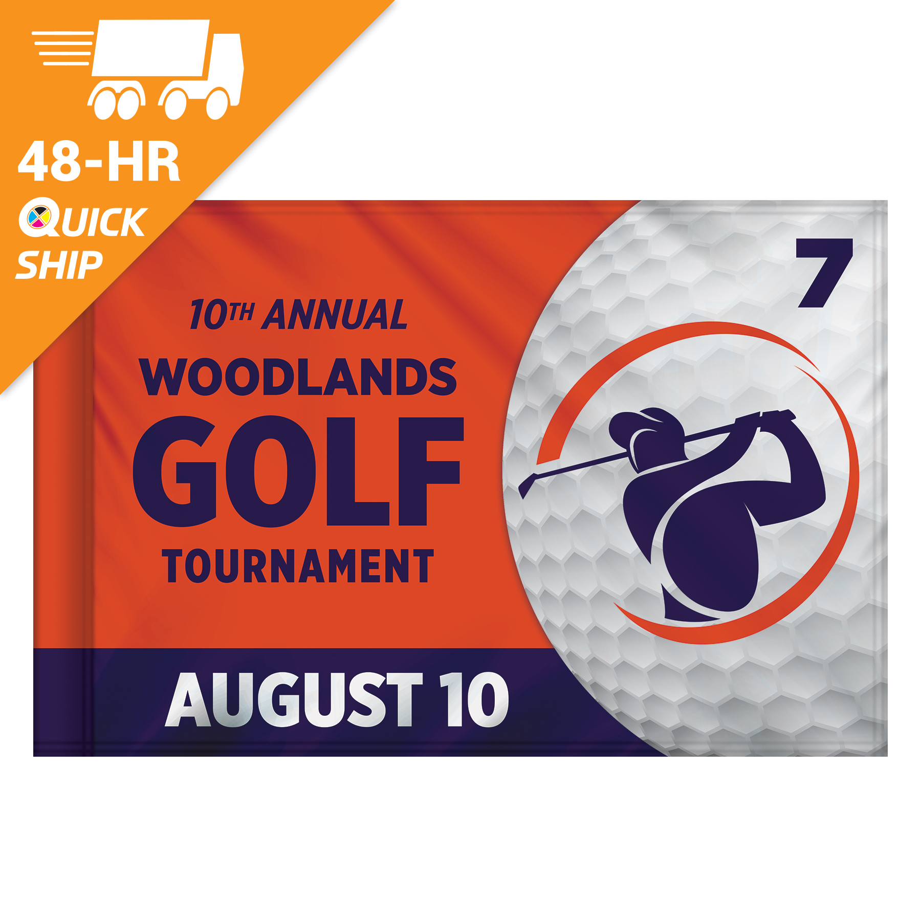 48 - Hour 14" x 20" Single Reverse Golf Flag with Tube 3