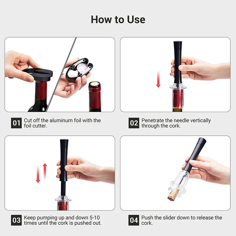 Pump Air Pressure Wine Bottle Opener Set 10