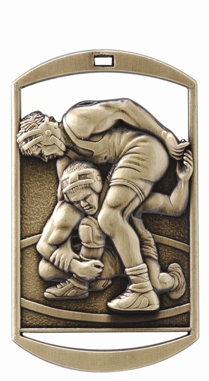 Wrestling DT Series Medal, 2" tall 1