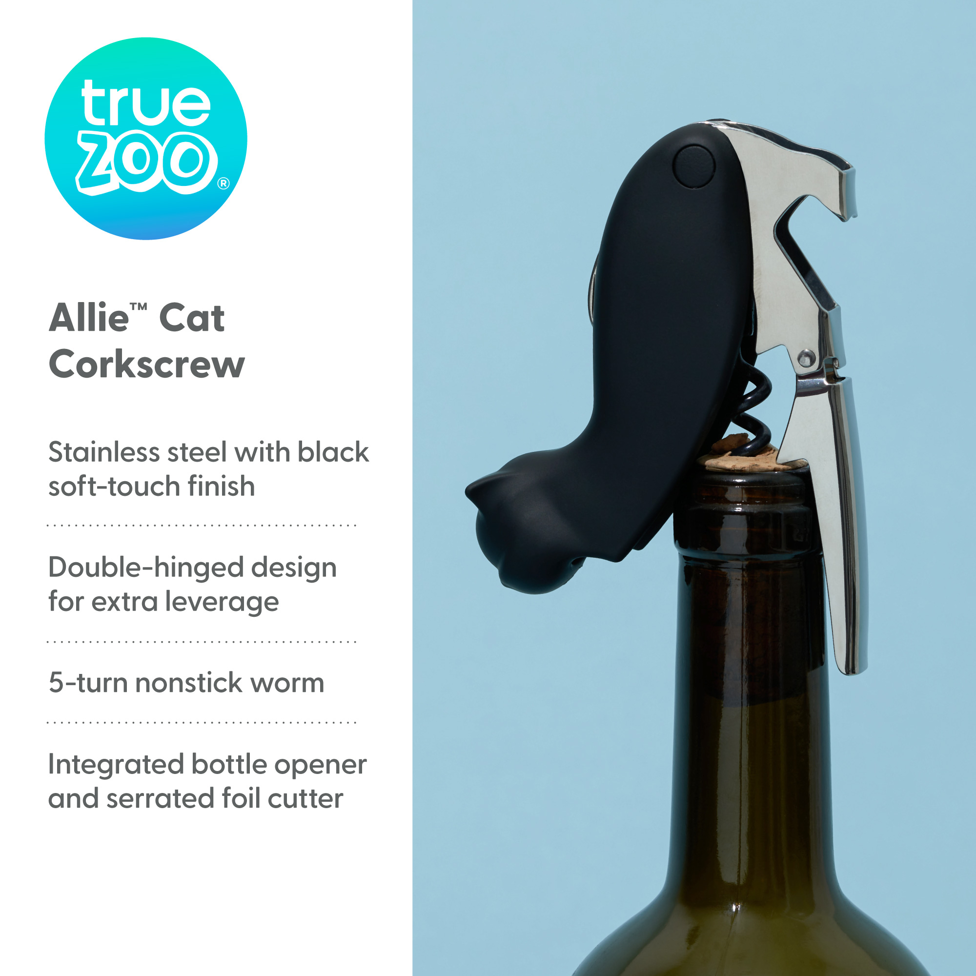 TrueZoo® Allie™ Cat Double-hinged Corkscrew 7