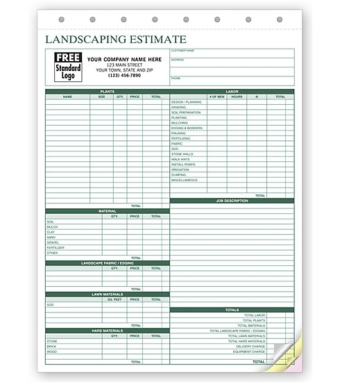 Landscaping Estimate Bid Forms 1