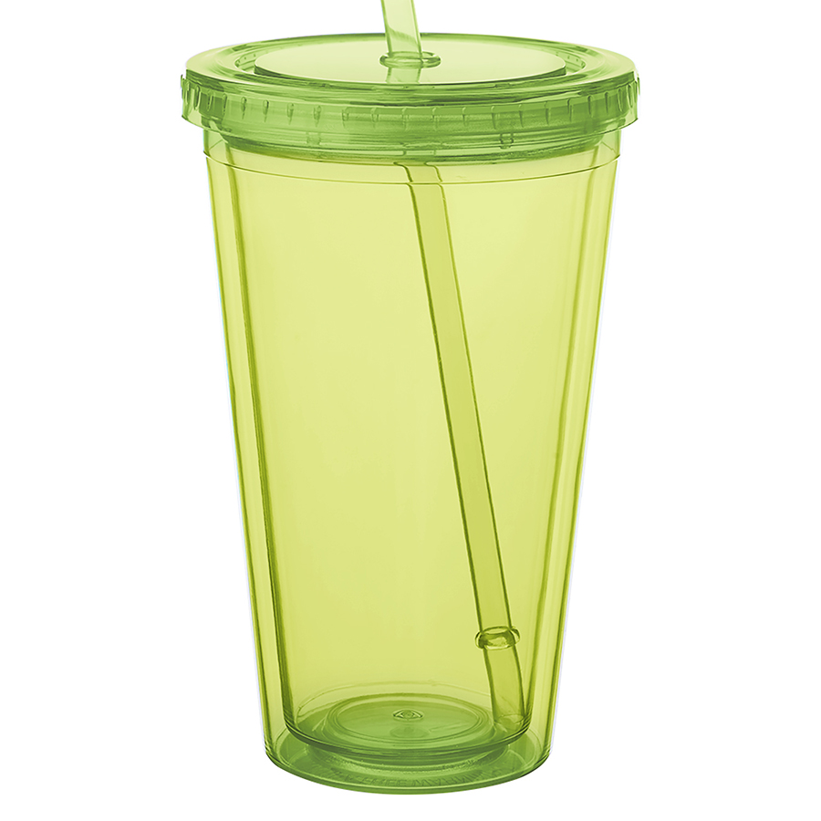Double Wall Plastic Tumbler - with Straw, 16 oz. 10