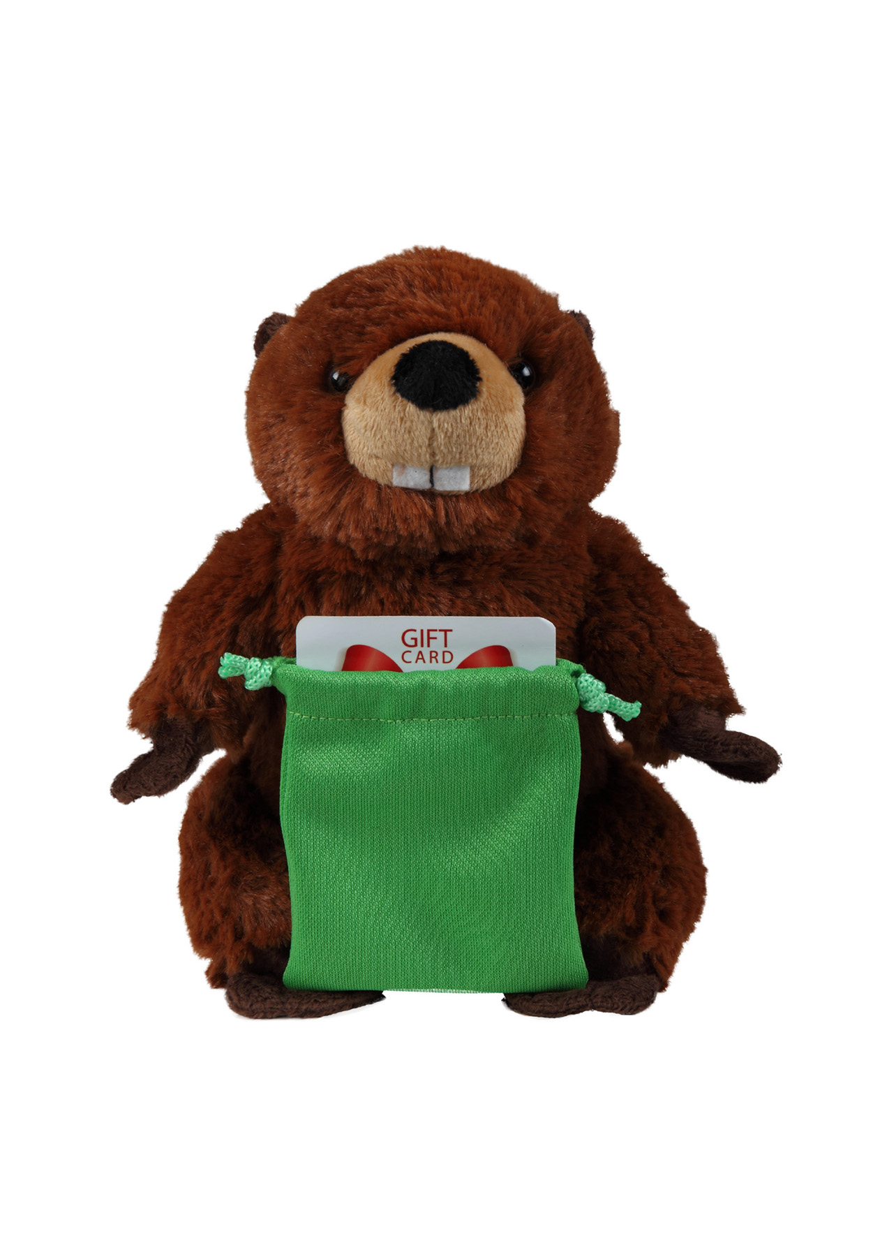 Soft Plush Sitting Beaver with Gift Card Sack 1