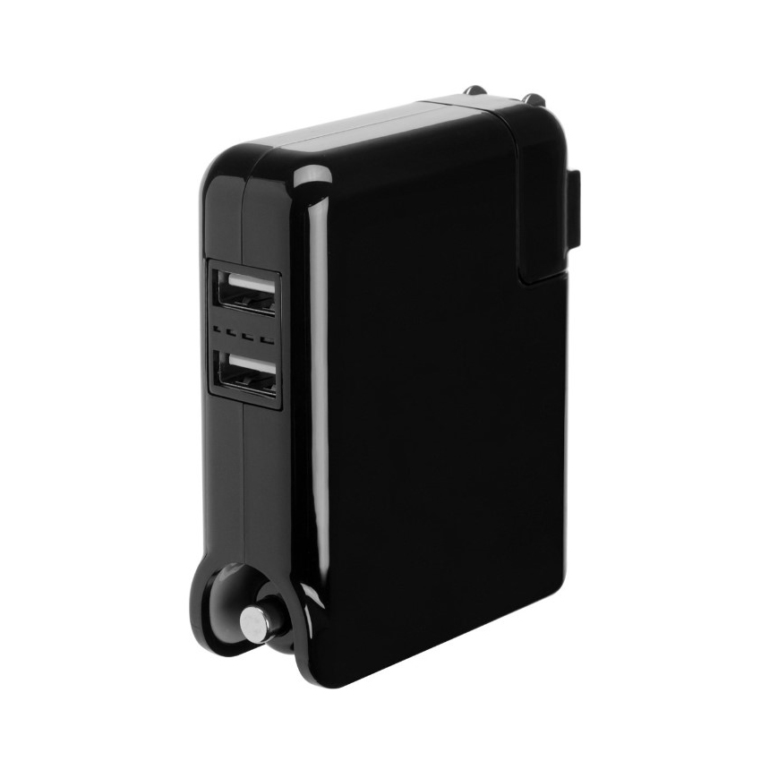 3-in-1 Car & Wall Charger with 2600mAh Power Bank & Dual USB 2