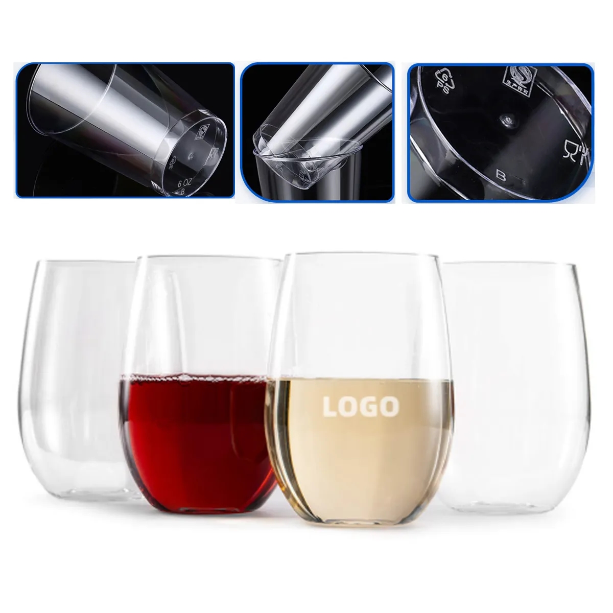 16 oz Stemless Plastic Wine Glass For Family Party 2