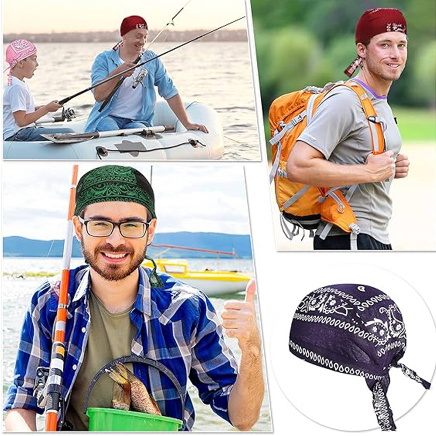 Outdoor Cycling Pirate Hat - Cotton Paisley Bandana 7