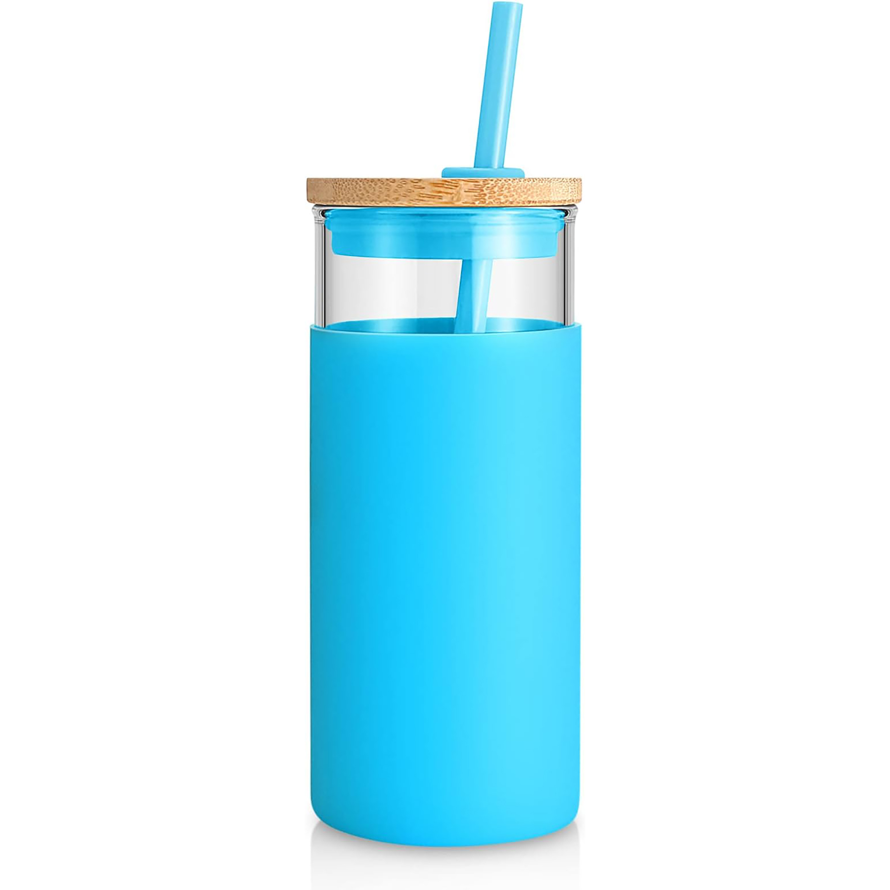 20 Oz Glass with Bamboo Lid and Straw 11