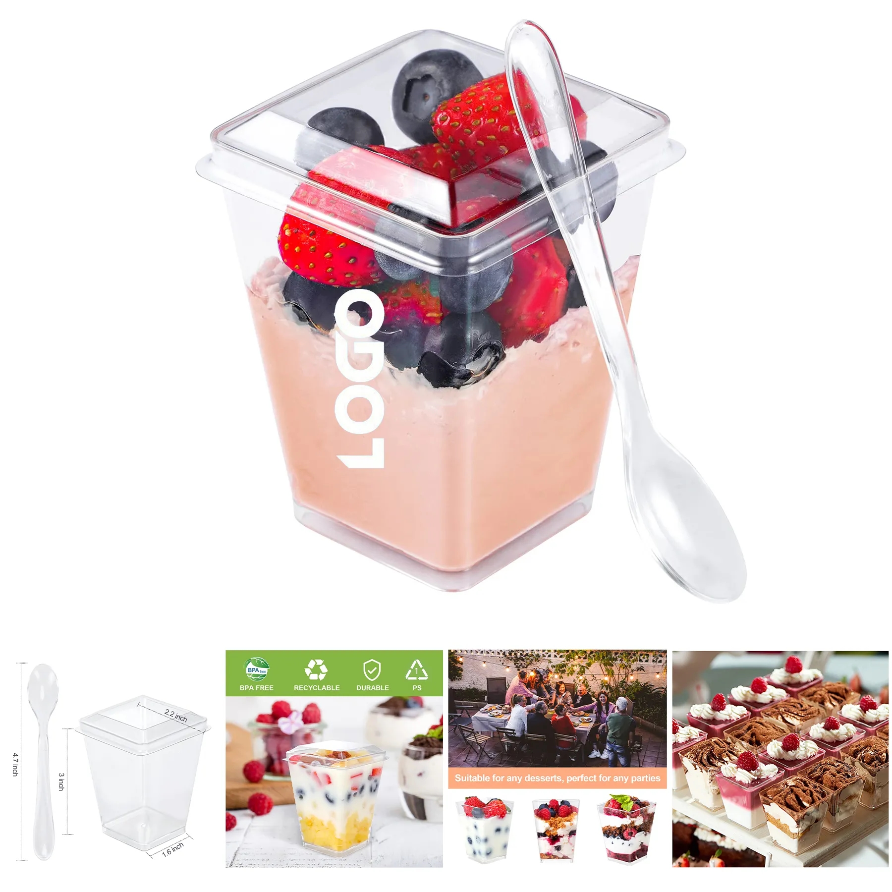 5 oz Plastic Dessert Cups with Lids 2