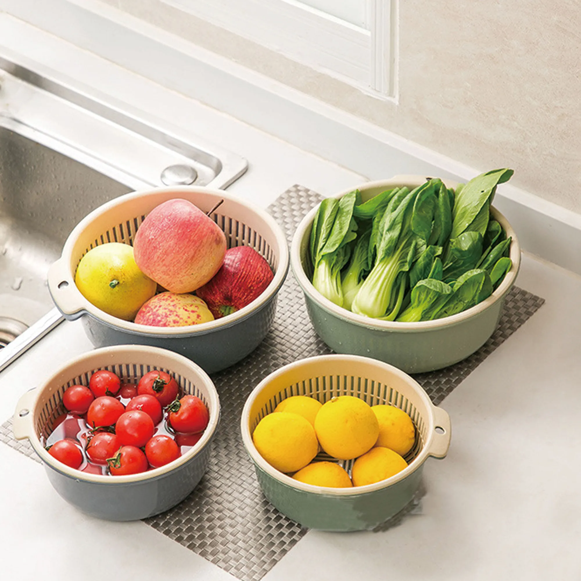 Heavy-Duty Double-Layer Kitchen Drainer Basket 2