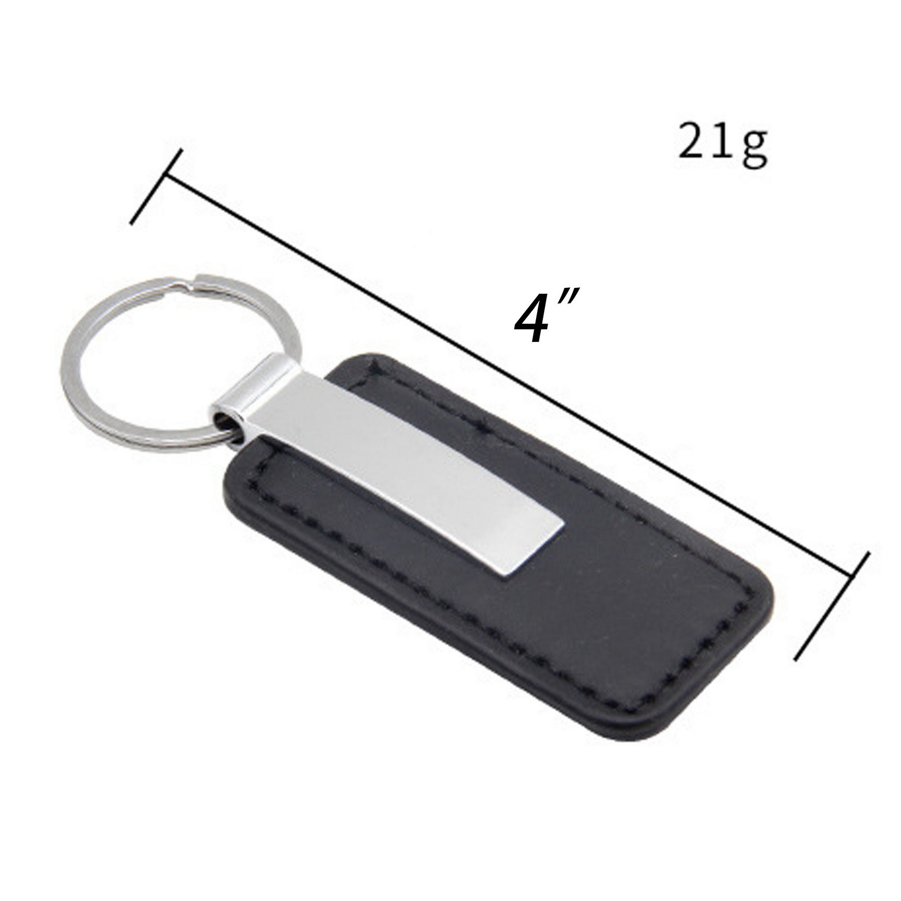 Leather Rectangular Logo Key Chain 2