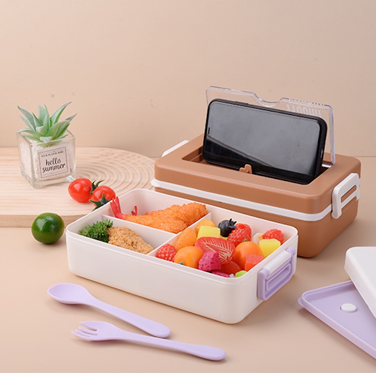 Portable Square Lunch Box With Cutlery 3