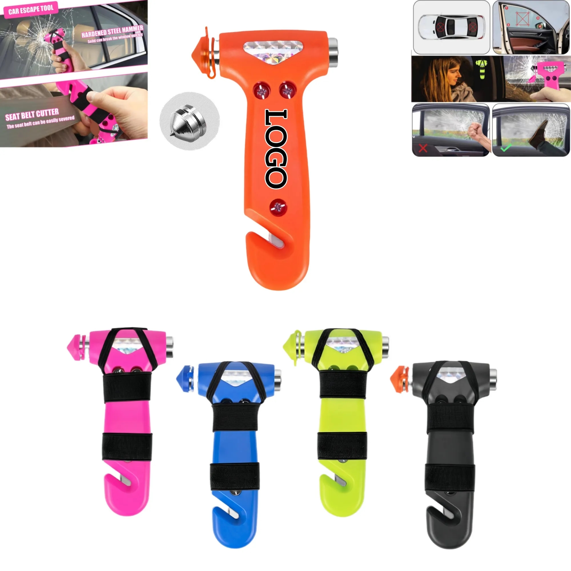 Durable ABS Emergency Hammer with Tungsten Steel Blade 11