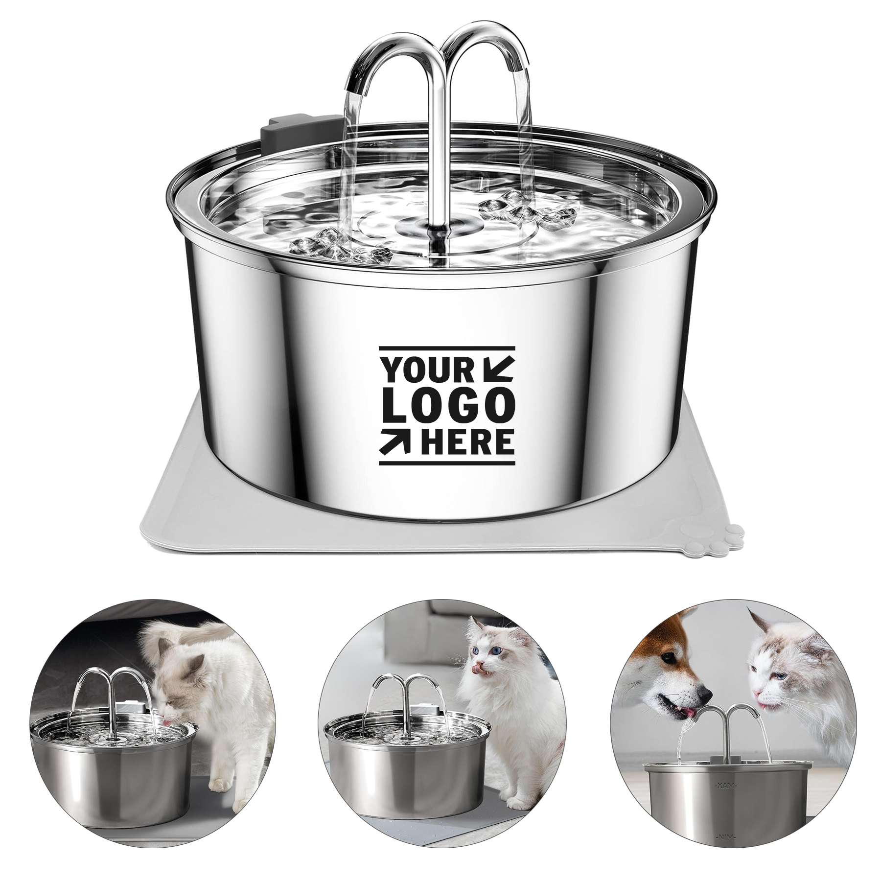 3.2L/108oz Automatic 304 Stainless Steel Pet Cat Dog Water Fountain Dispenser 2
