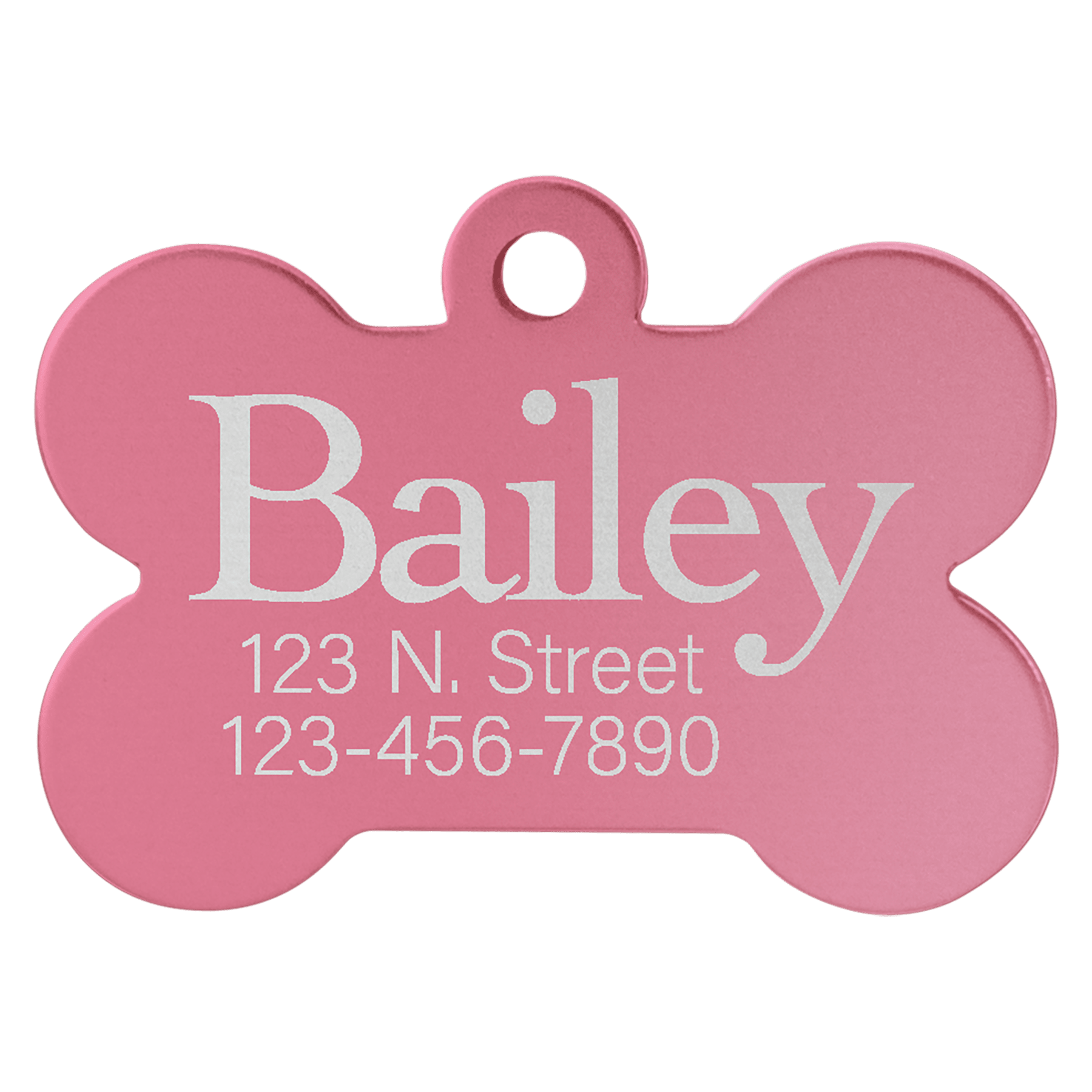 1 1/4" x 3/4" Pink Anodized Aluminum Bone Pet Tag 1