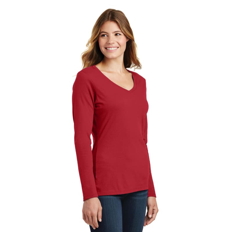 Port & Company Women's Long Sleeve Fan Favorite V-Neck Tee. 89