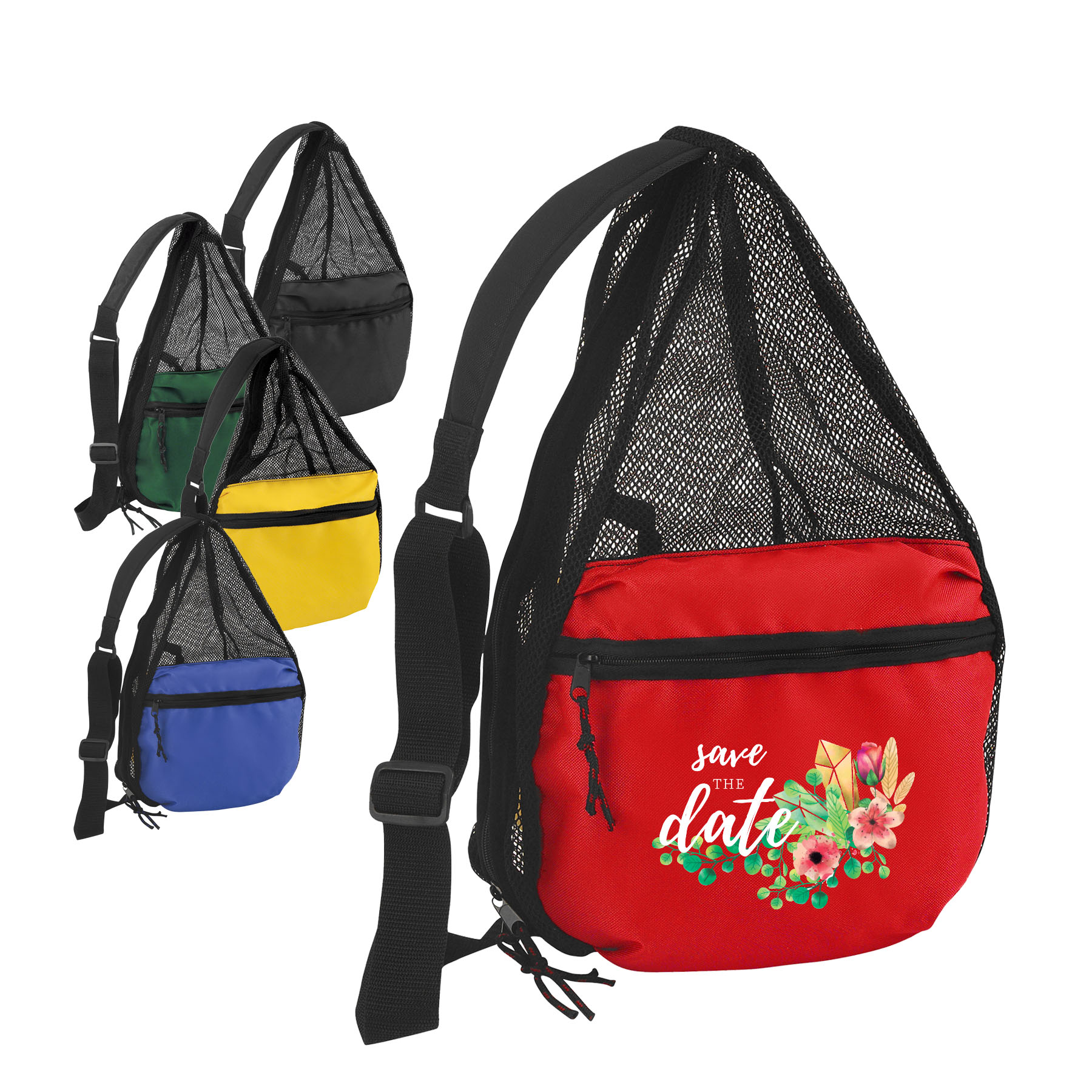 600D Polyester 2 Tone Mesh Sling Backpack 11
