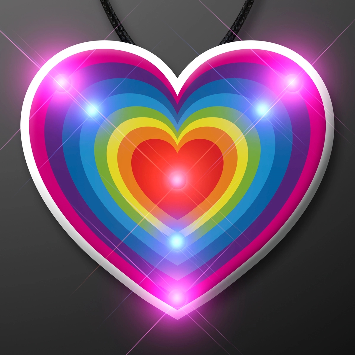 Retro Rainbow Heart Blinky Necklace 5