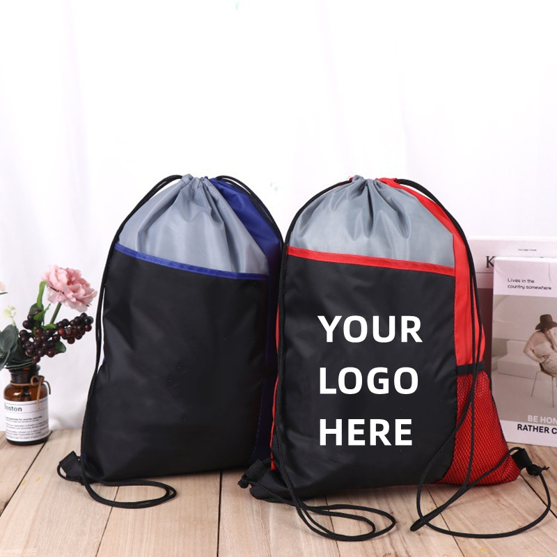 Tricolor Drawstring Backpack w/ Mesh Pocket 5