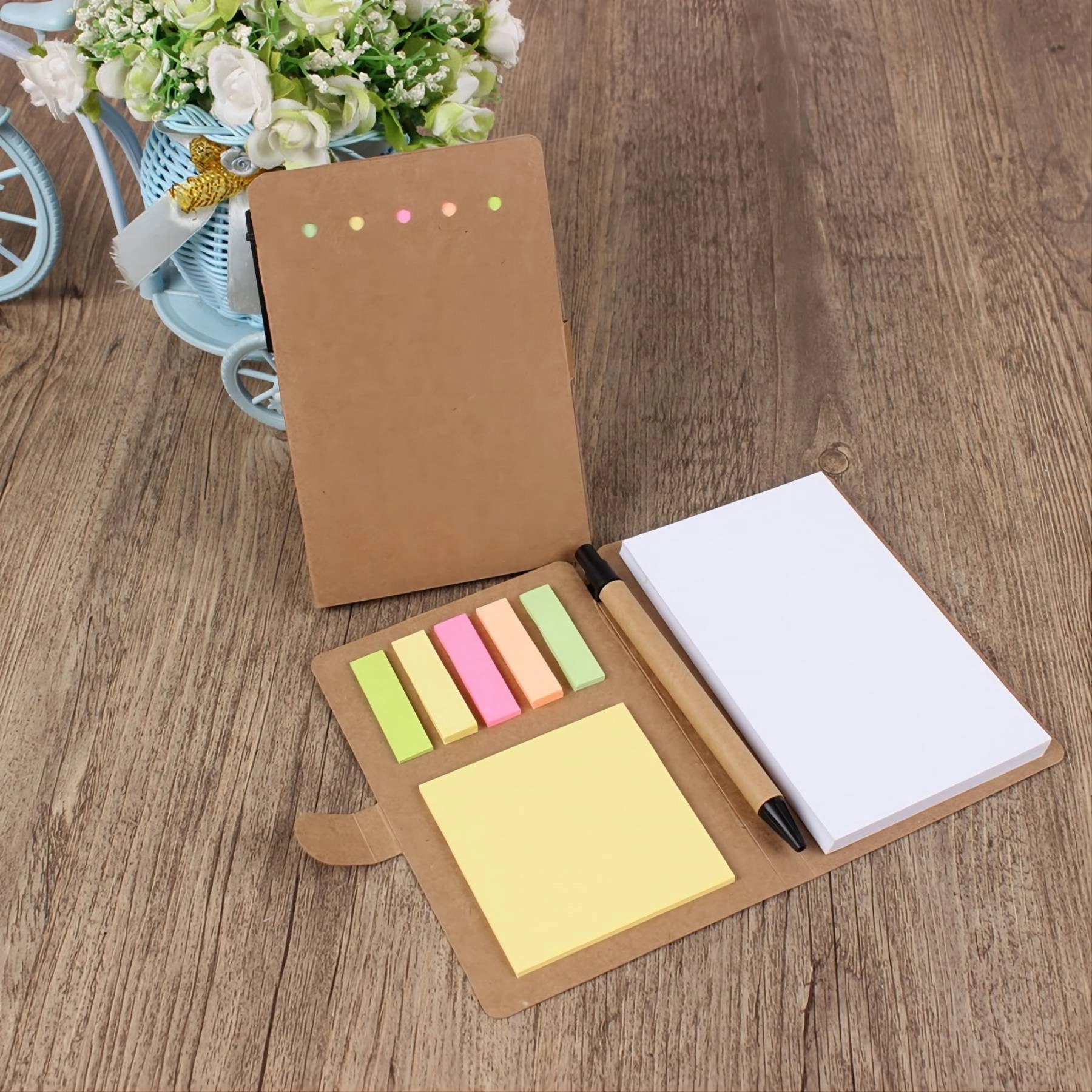 Craft Paper Cover Sticky Note Attached Pen 2