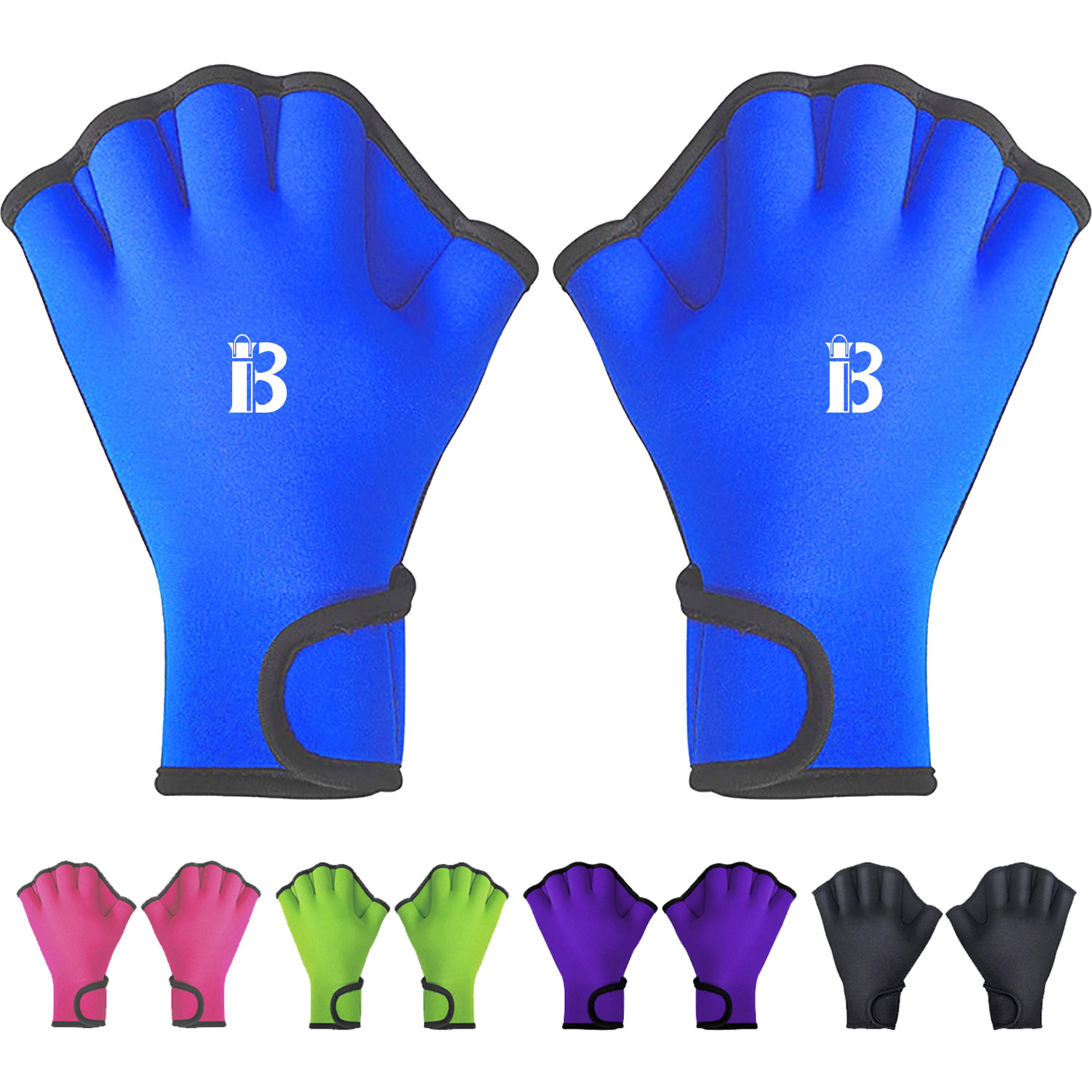 Neoprene Webbed Swim Training Glove w/Adjustable Wrist Strap 14