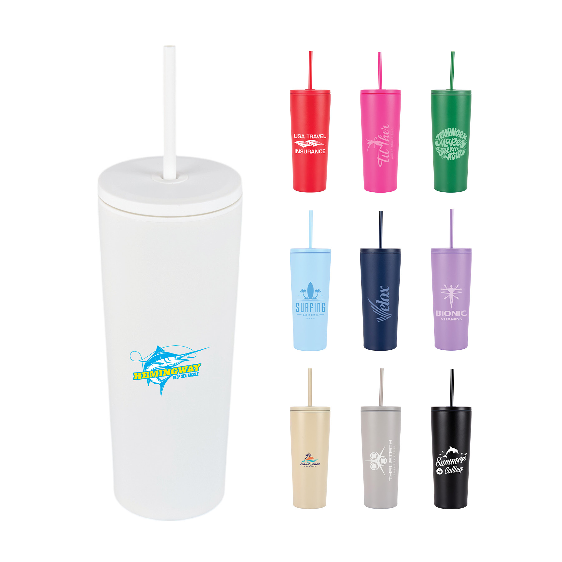 Bayard 24 oz. Double Wall Steel/PP Liner Straw Tumbler 34