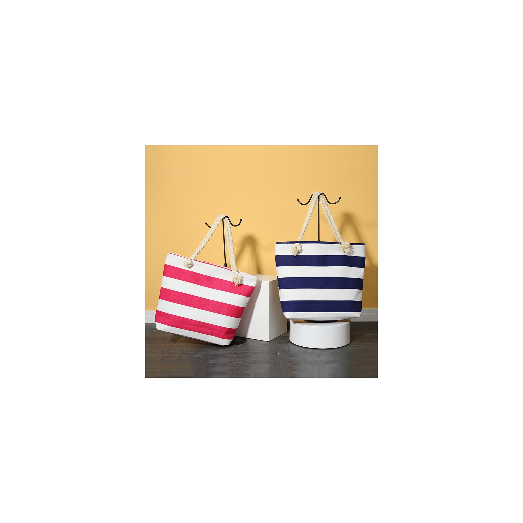 Zippered Cotton Canvas Boat Tote 2