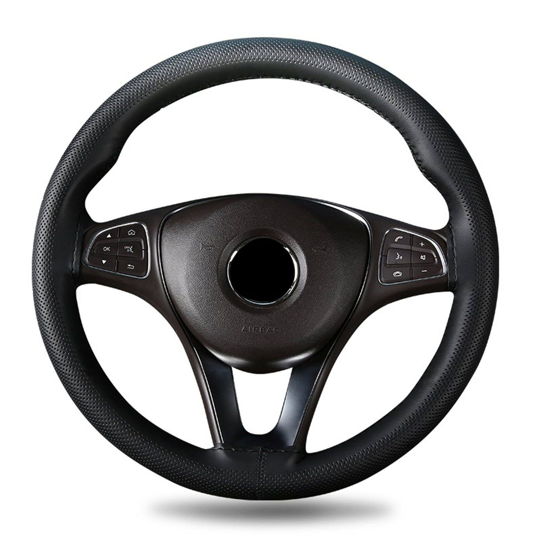 Pu Hand Sewn Steering Wheel Cover 4