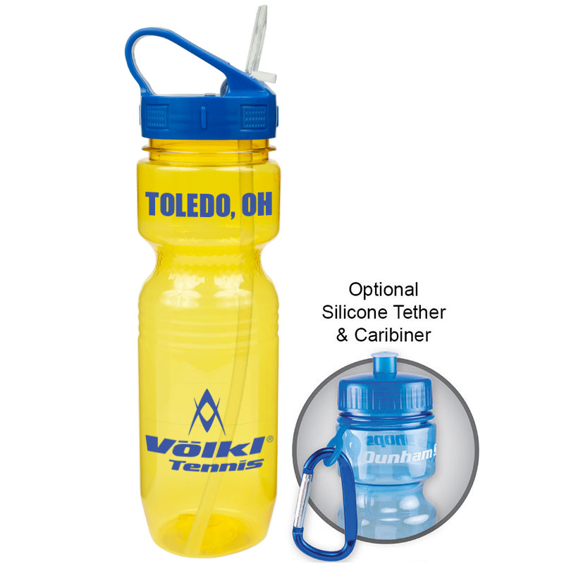 26 Oz Translucent Jogger Bottle w/ Sport Sip Lid & Straw