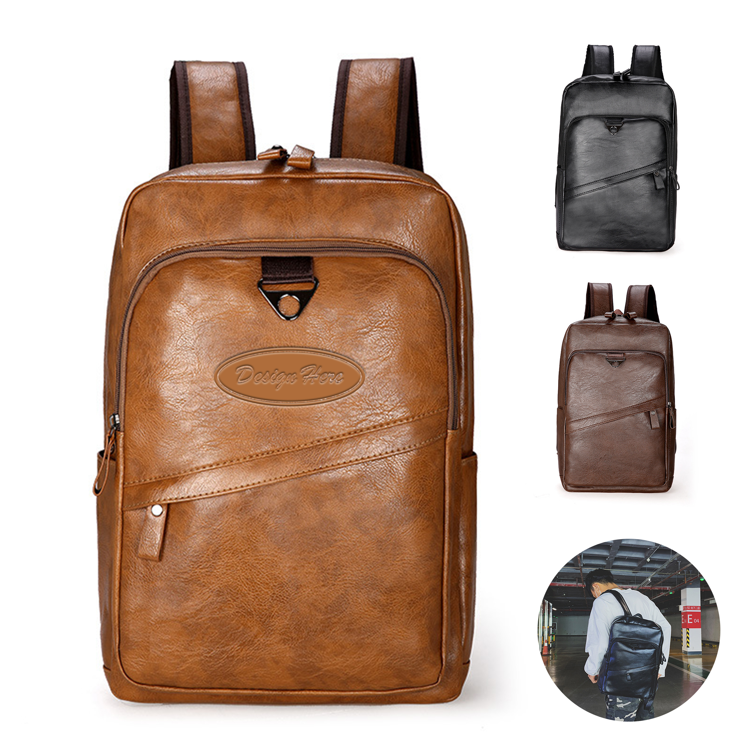 PU Leather Backpack with Adjustable Shoulder Straps 3