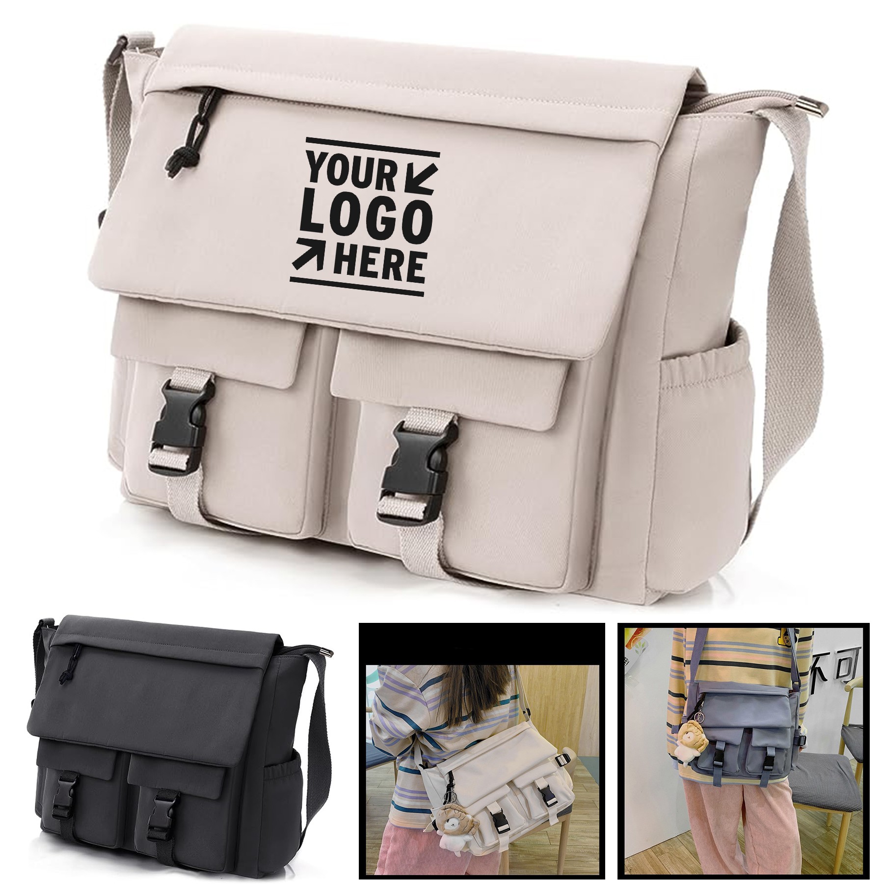 15.6 Inch Men Women Messenger Crossbody Laptop Bag Unisex Briefcases Work College Satchel 2