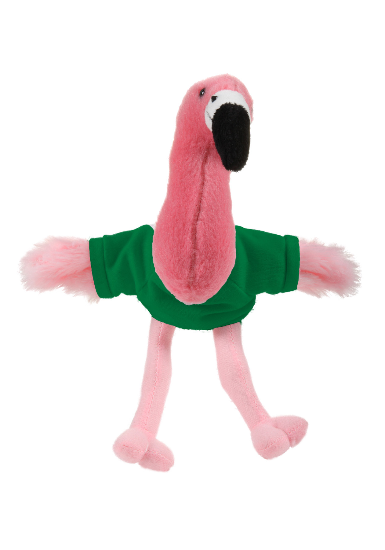 Soft Plush Sitting Flamingo waering a T-Shirt 15