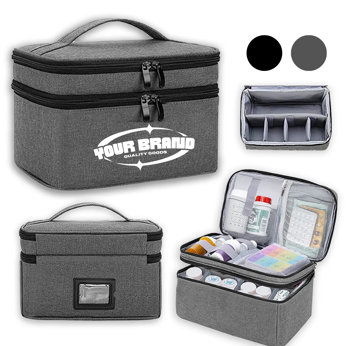 Empty Medicine Travel Storage Pill Bottle Organizer Bag 1