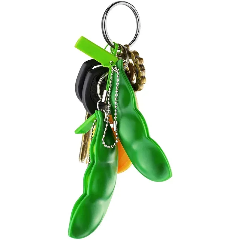 3Pcs Squeeze-A-Bean Edamame Keychain 10