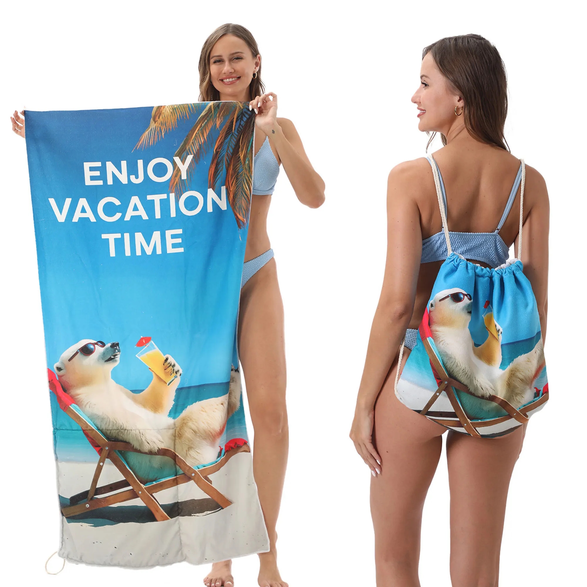 Versatile 2-In-1 Foldable Beach Towel With Storage Bag 13