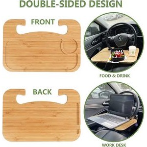 Bamboo Car Laptop Steering Wheel Desk 2