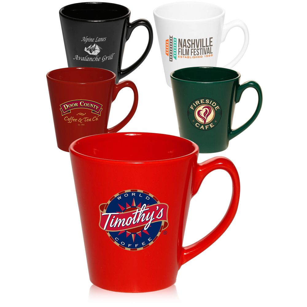 12 oz. Glossy Ceramic Latte Coffee Mug - Colors 5