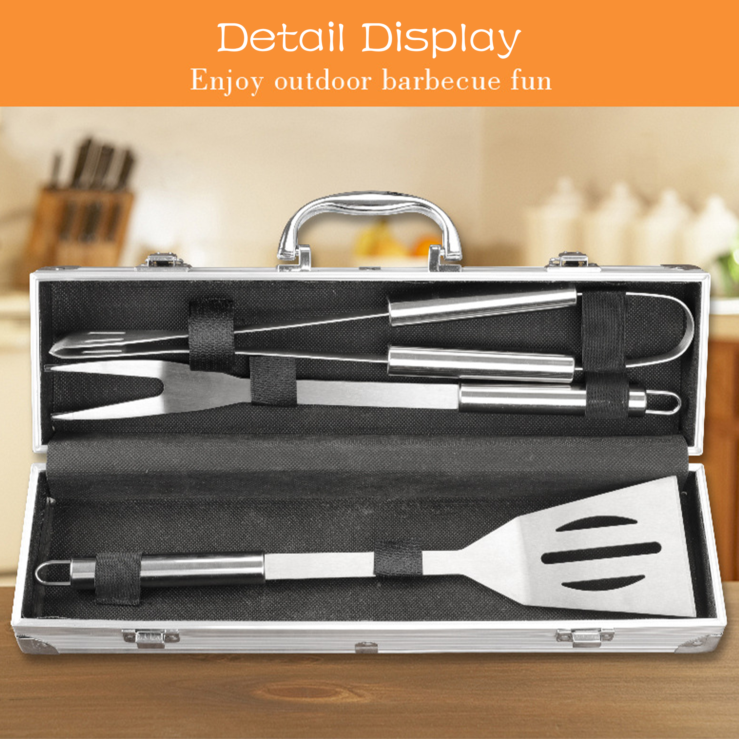 Stainless Steel 4-Piece Portable Barbecue Set 2