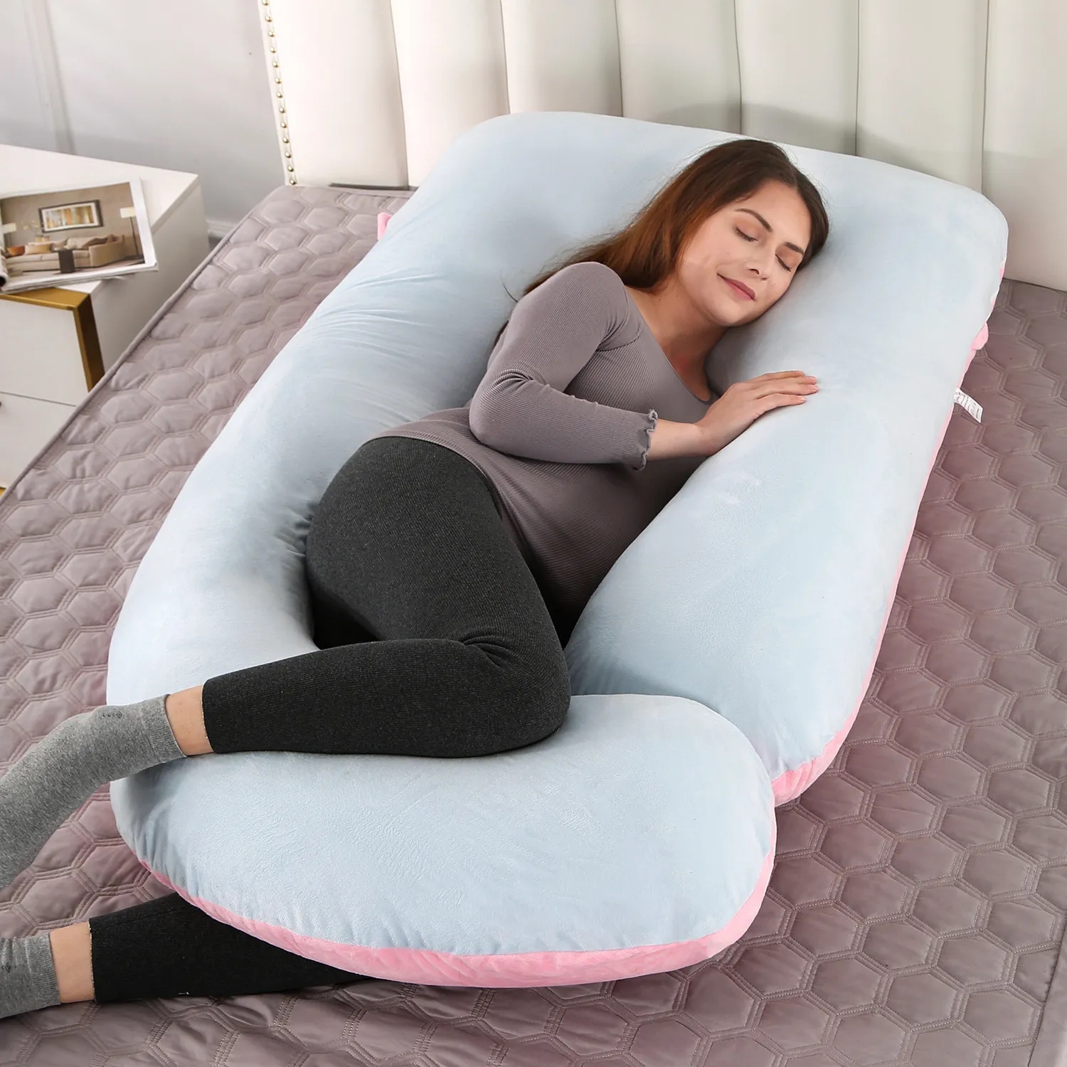 U Shaped Full Body Maternity Pillow With Removable Cover 6