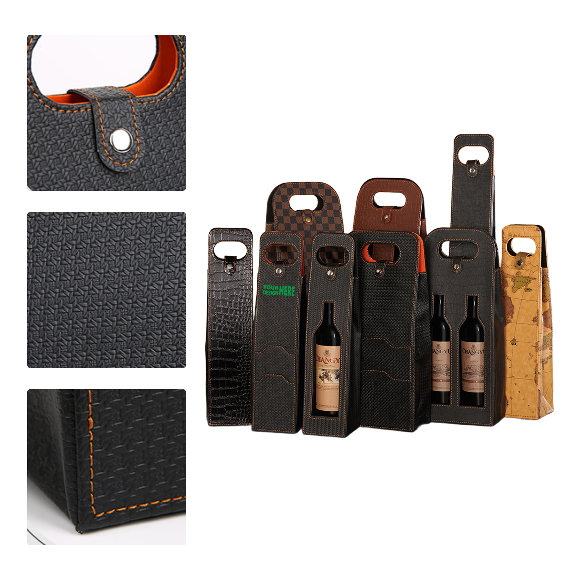 MOQ 50 Luxury Wine Gift Bag with Window Design for Two Bottles 2