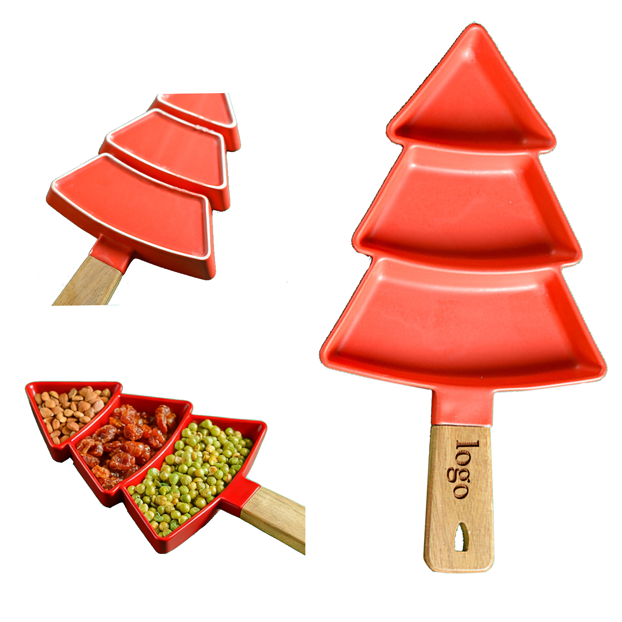 MOQ 20 Holiday Serving Tray with Wooden Handle 2
