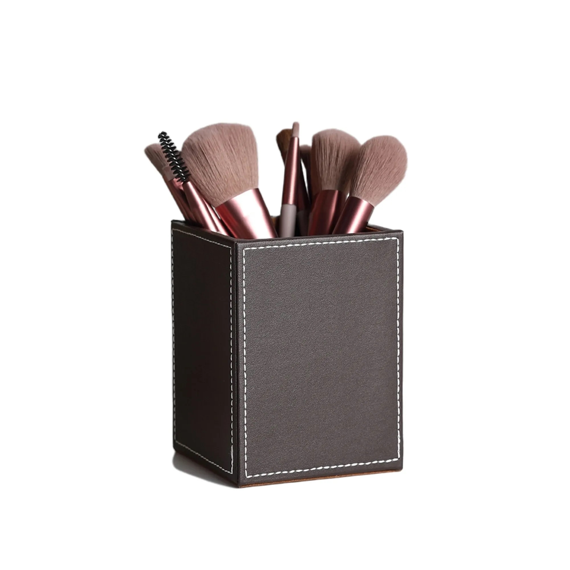 PU Leather Square Pen Holder Cup 4