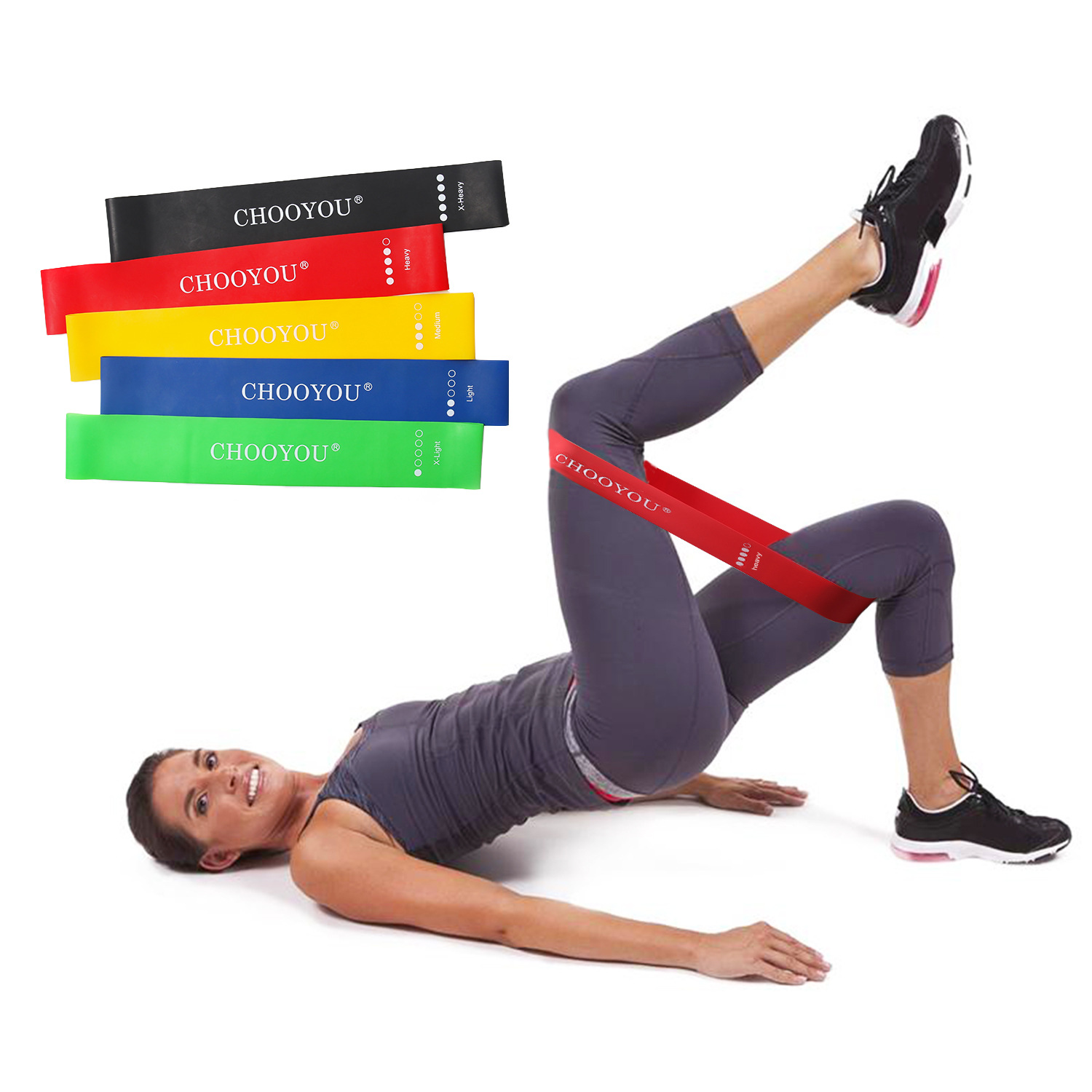 5pcs Set Rubber Loop Band Booty Resistance Bands 6