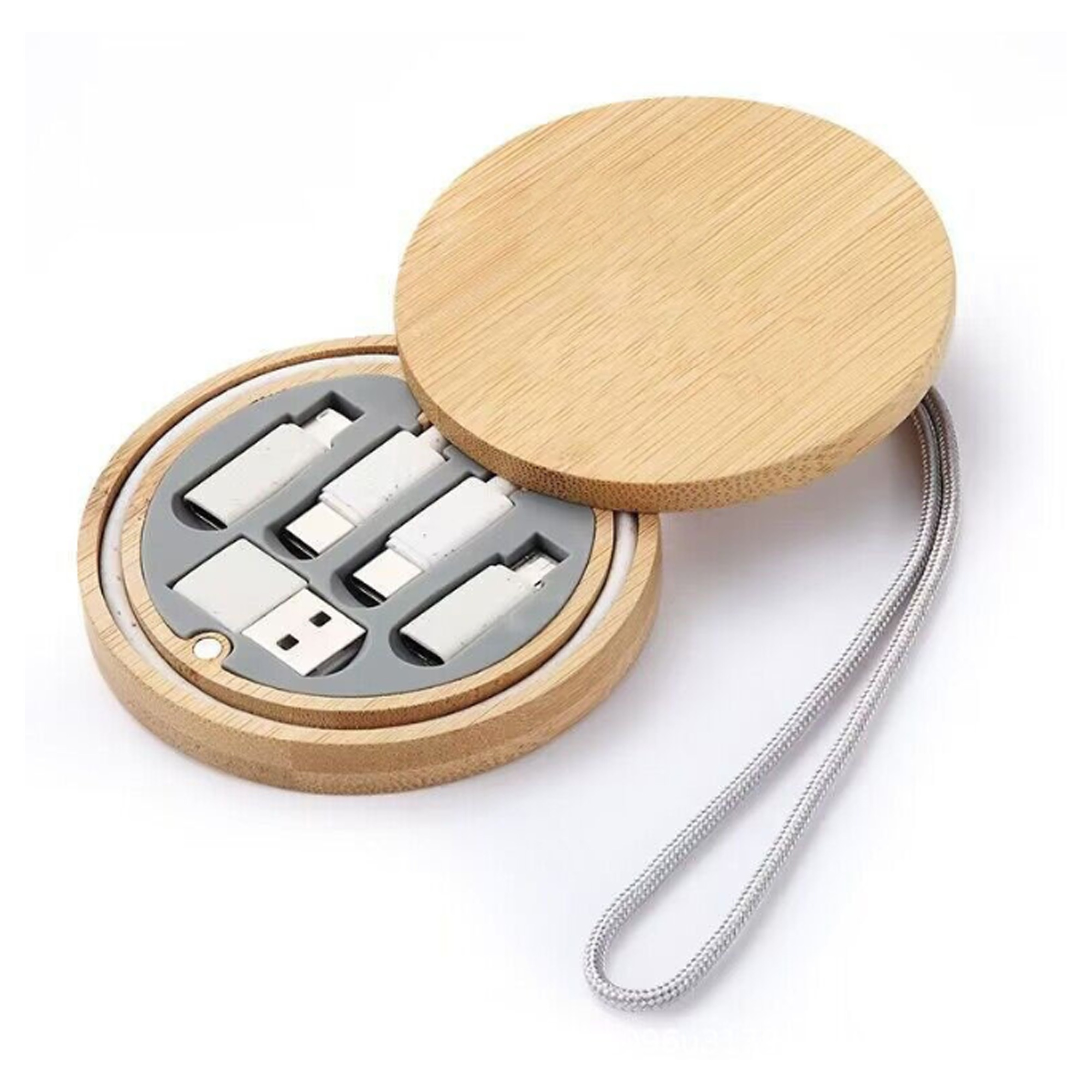 6-in-1 Multi USB Cable Set with Bamboo Storage Box 2