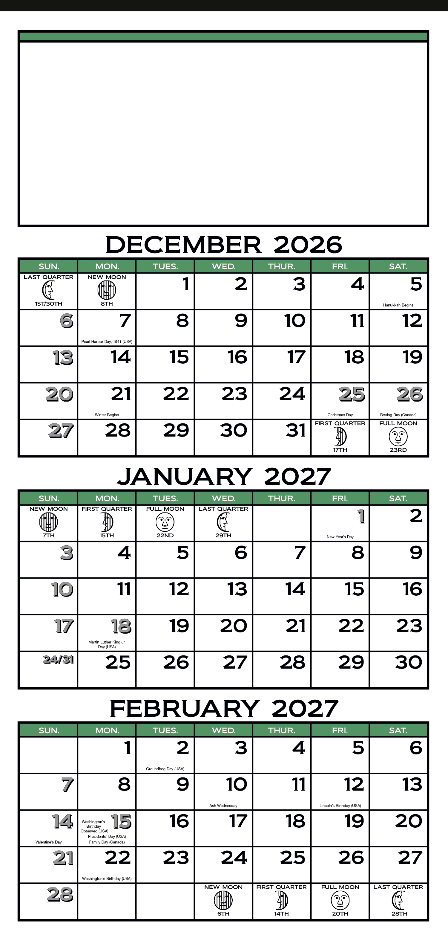 Skinner & Kennedy® 3-Month Display 12-Sheet Calendar 5