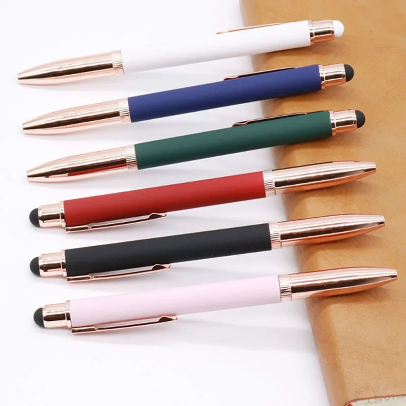 Promotional Softy Rose Gold Pen with Stylus 1
